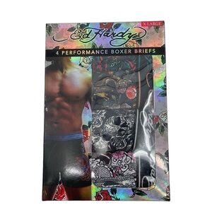 Ed Hardy Men's Performance Boxer Briefs 4-Pack XL Breathable Stretch New